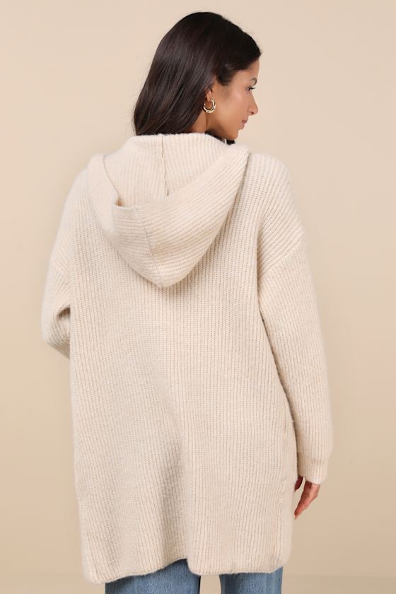 Snuggly Favorite Cream Hooded Duster Cardigan 4