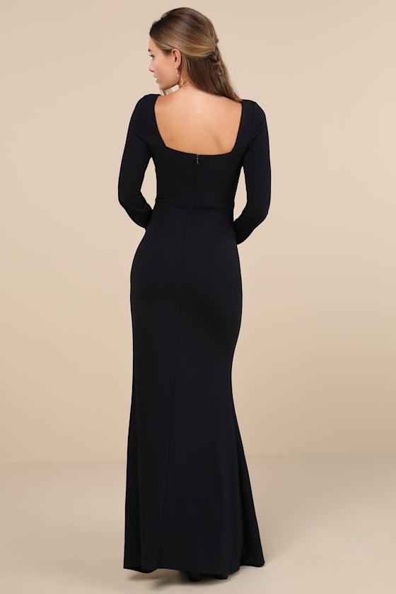 Lulus Infinitely Elegant Midnight Blue Long Sleeve Maxi Dress In Midnight Blue
