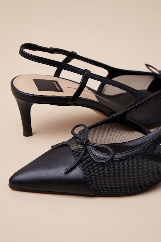 Dolce Vita Women's Kandi Mesh Bow Pointed-toe Kitten-heel Slingback Pumps In Black