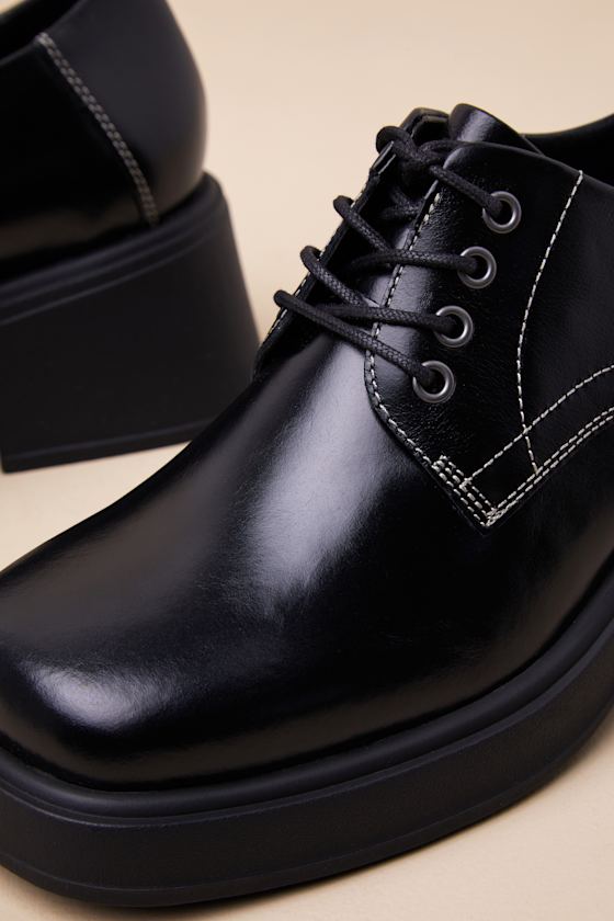 VAGABOND SHOEMAKERS DORAH BLACK LEATHER LACE-UP PLATFORM OXFORDS
