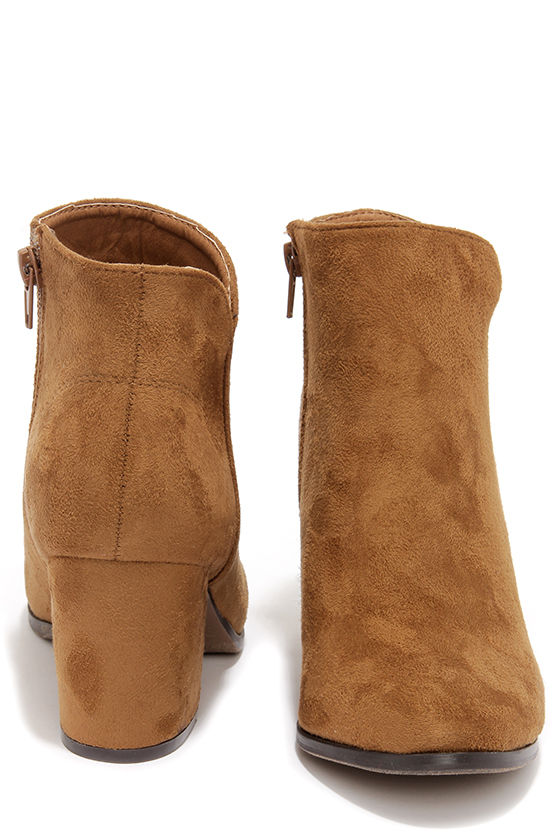 Cute Tan Boots - High Heel Booties - Ankle Boots - Booties - $36.00