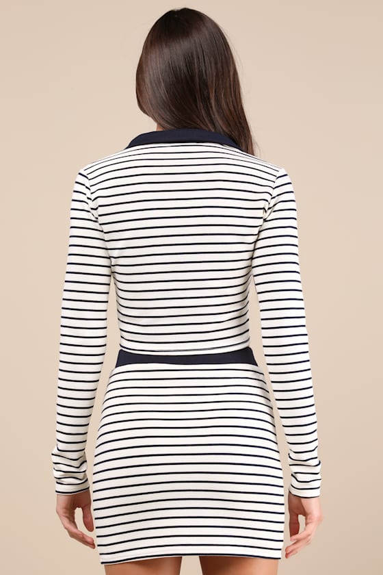 Lulus Uptown Aura Ivory Striped High-waisted Mini Skirt In Ivory