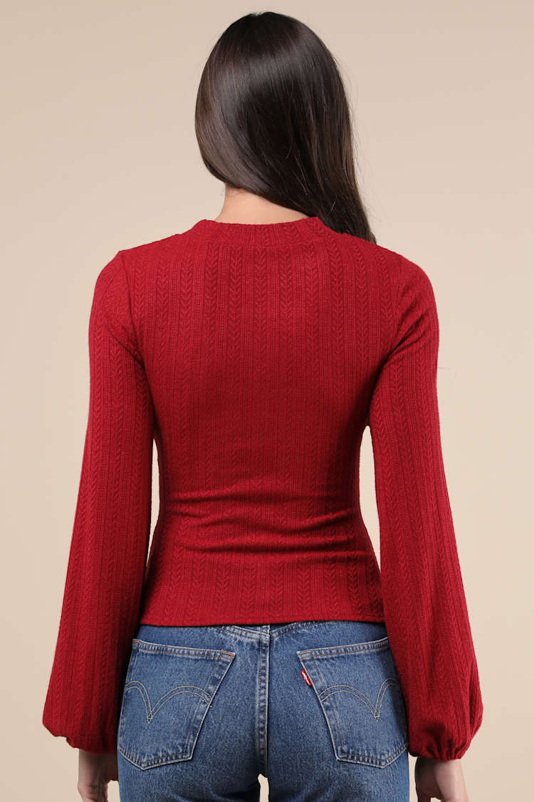 Simply Ideal Red Cutout Long Sleeve Top