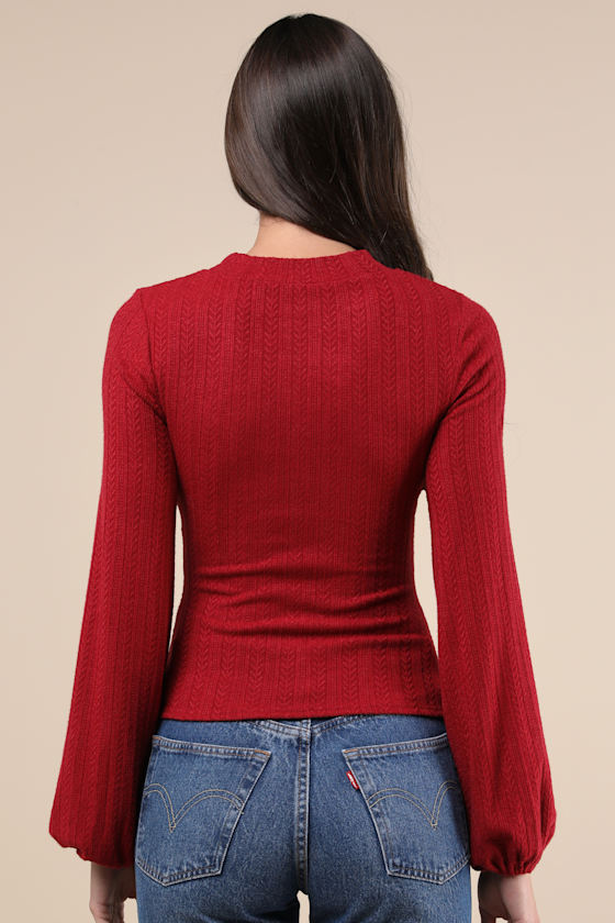 Simply Ideal Red Cutout Long Sleeve Top