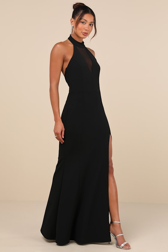 Lulus Exquisite Rsvp Black Backless Maxi Dress In Black