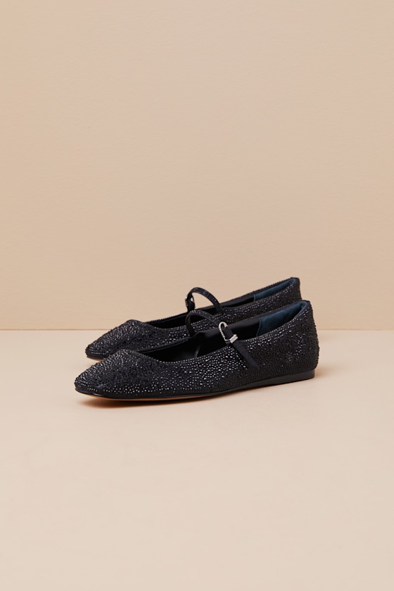 Dolce Vita Reyes Crystal Black Metallic Studded Ballet Flats In Black
