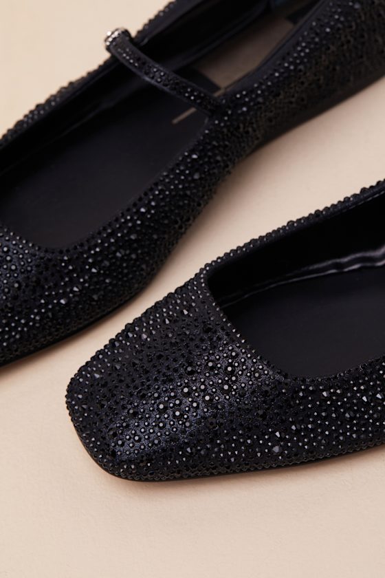 Dolce Vita Reyes Crystal Black Metallic Studded Ballet Flats In Black