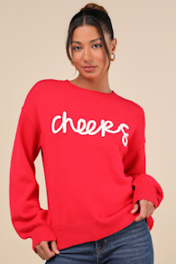 Joyous Style Red Embroidered Pullover Sweater 1