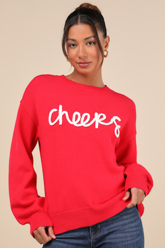 Joyous Style Red Embroidered Pullover Sweater 1