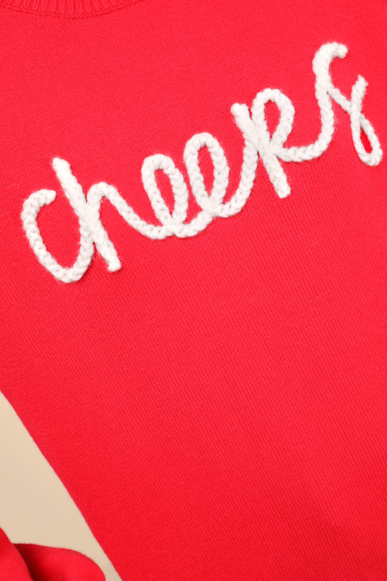 Lulus Joyous Style Red Embroidered Pullover Sweater In Red