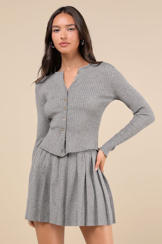 Heather Grey Sweater Dress - 2PC Sweater Dress - Faux Fur Heather Grey Sweater Dress - 2PC Sweater Dress - Faux Fur