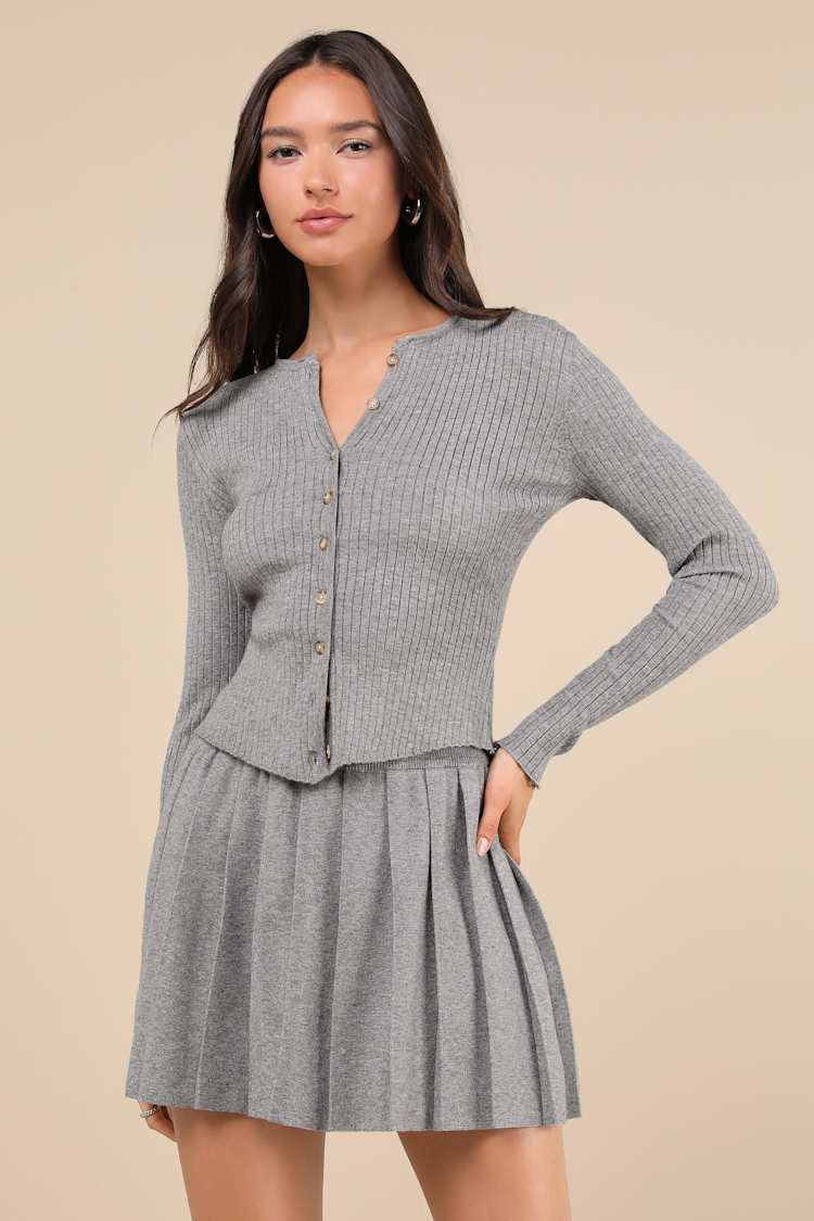 knee length dresses for ladies ABBIE Sweater Dress Grey