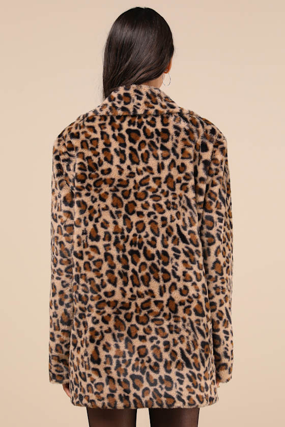 Lulus Cozy Legend Tan Leopard Print Faux Fur Coat In Tan