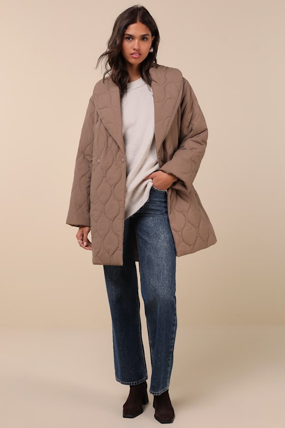 Lulus Enviable Forecast Brown Quilted Coat In Brown