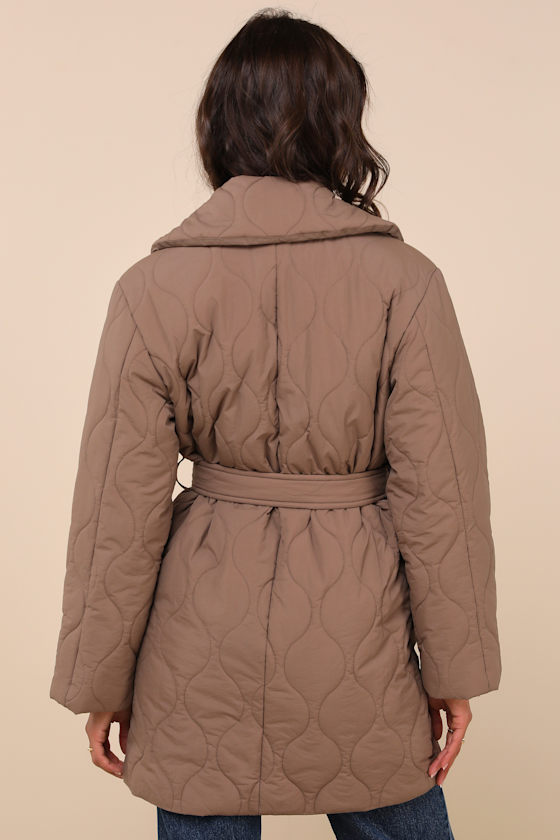 Lulus Enviable Forecast Brown Quilted Coat In Brown