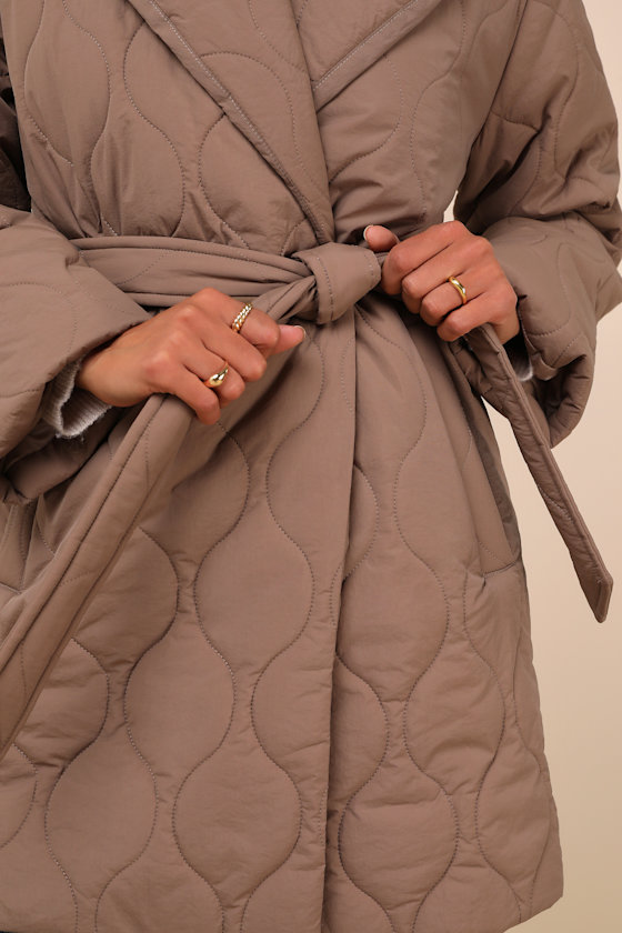 Lulus Enviable Forecast Brown Quilted Coat In Brown