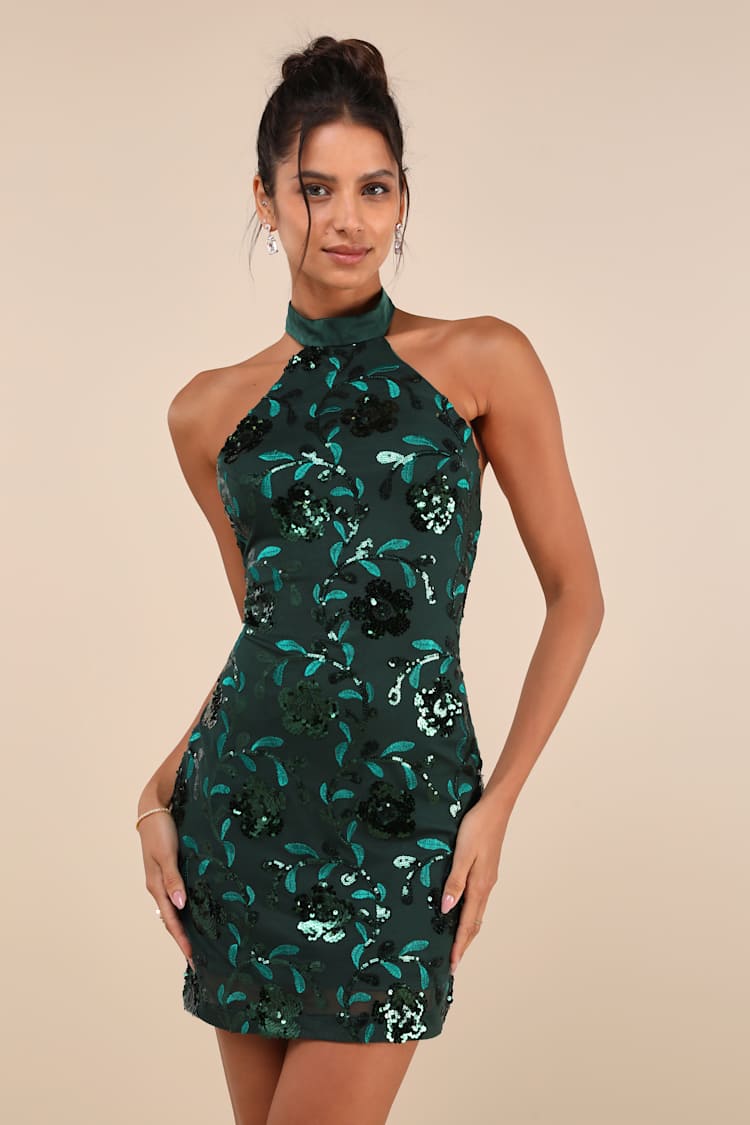 slim fit dress slacks Silas Emerald Green Mini Dress - US 12