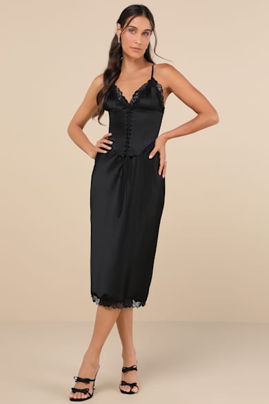 Create a Gorgeous Women's Slip Dress Outfit for Less! | Pretty Midi Slip  Dress Styles - Lulus