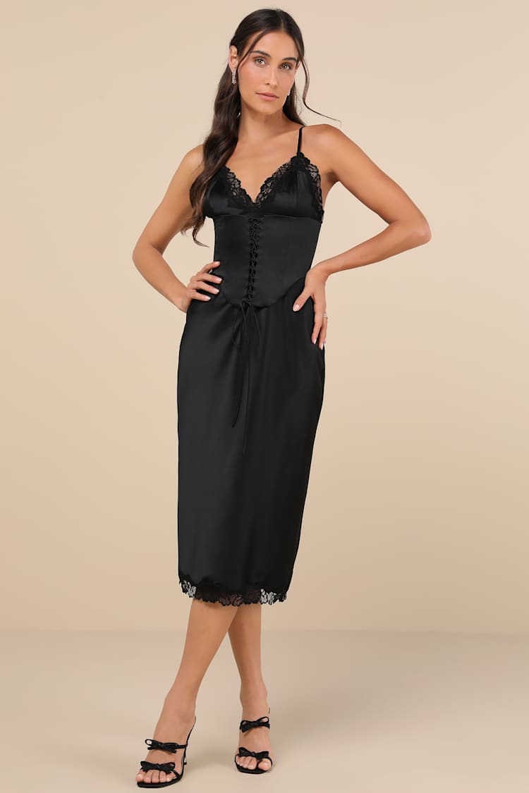 chinese dress ladies Lana Faux Leather Slit Formal Dress in Black | Size: L | Leather/Knit Fabric
