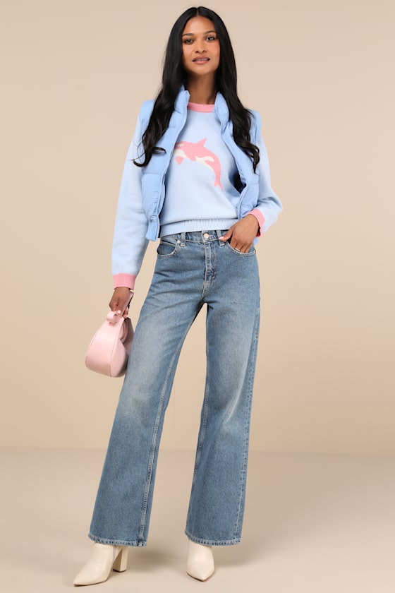 Lulus Warm Aesthetic Light Blue Mock Neck Puffer Vest In Light Blue
