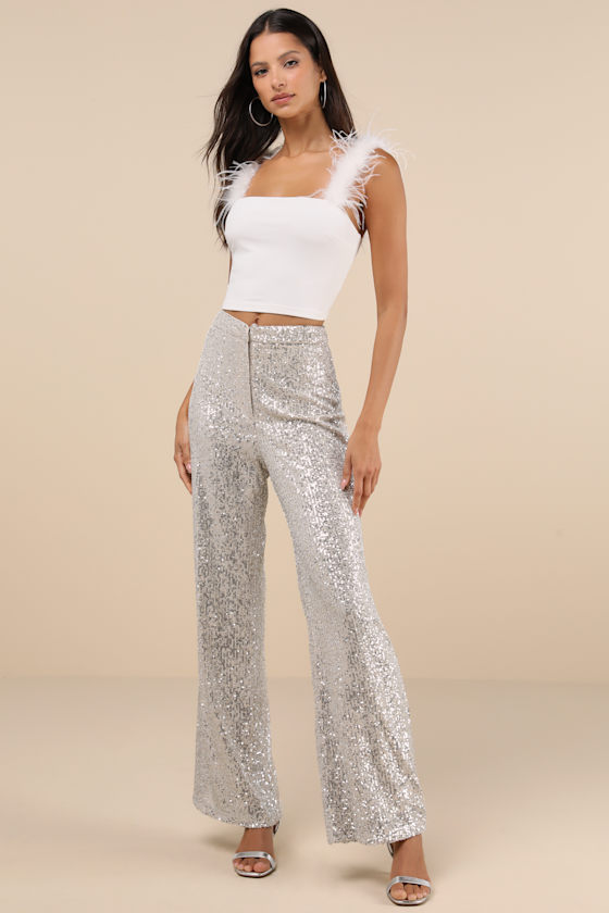 Lulus Fabulous Attraction White Feather Cropped Tank Top In White