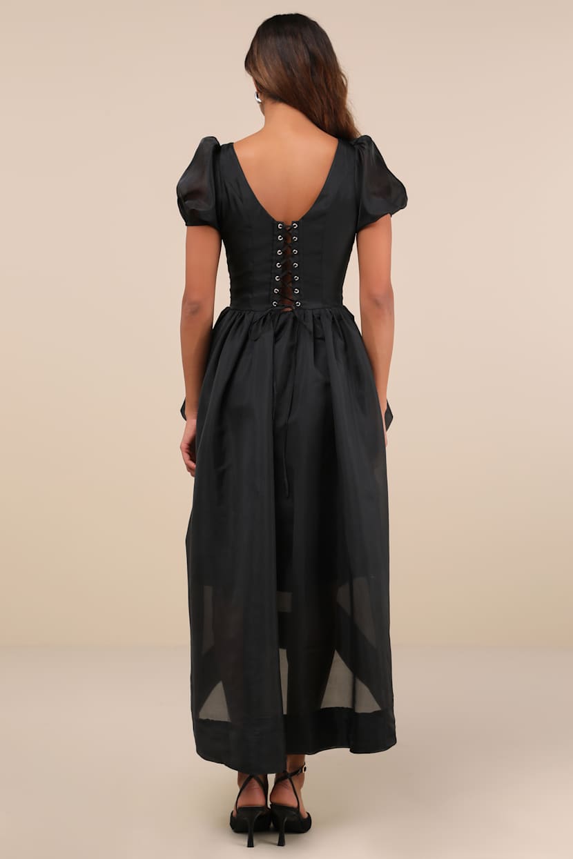 black organza long sleeve midi dress Black Organza Long Sleeve Midi Dress  FARM Rio