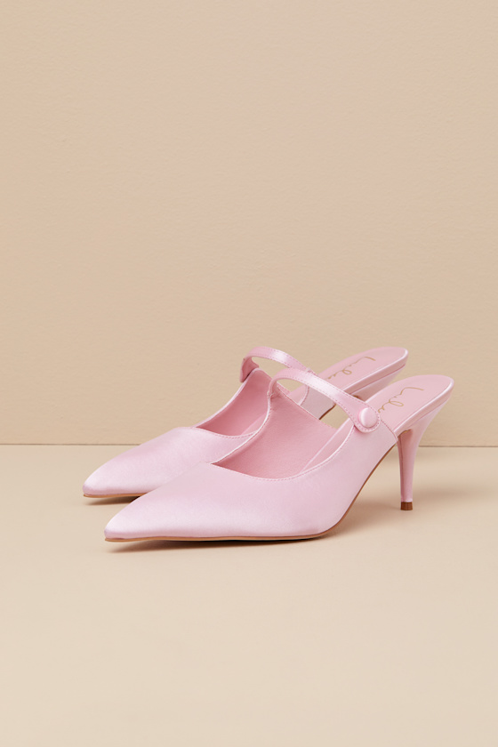 Lulus Bristel Baby Pink Satin Mule Pumps In Pink