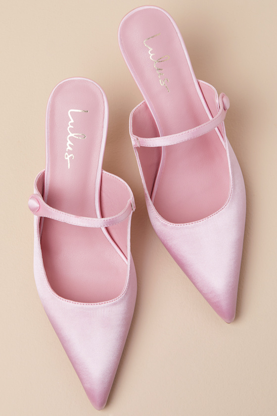 Lulus Bristel Baby Pink Satin Mule Pumps In Pink
