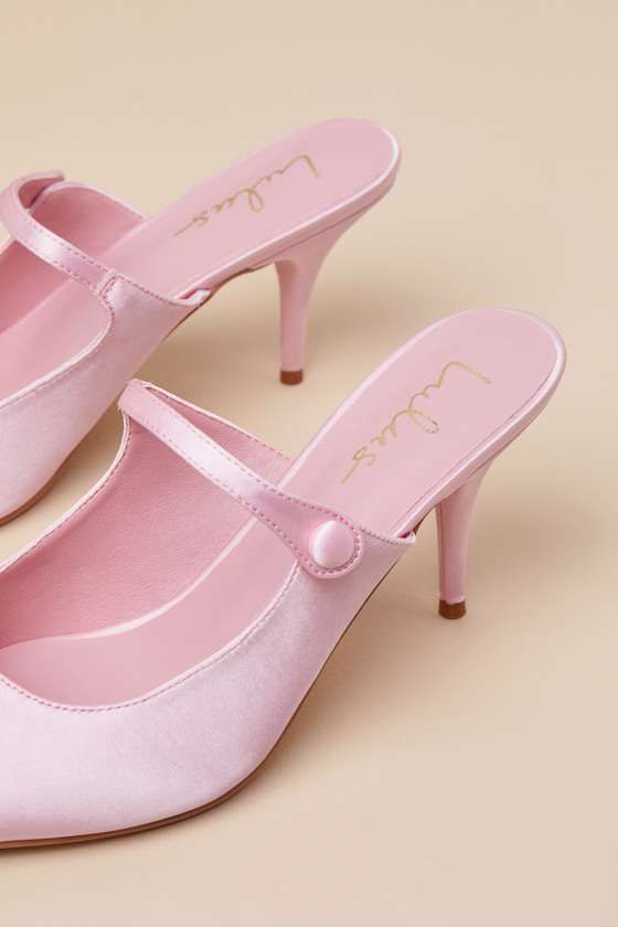 Lulus Bristel Baby Pink Satin Mule Pumps In Pink