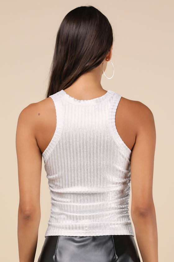 Limelight Vibes Metallic White Tank Top 2