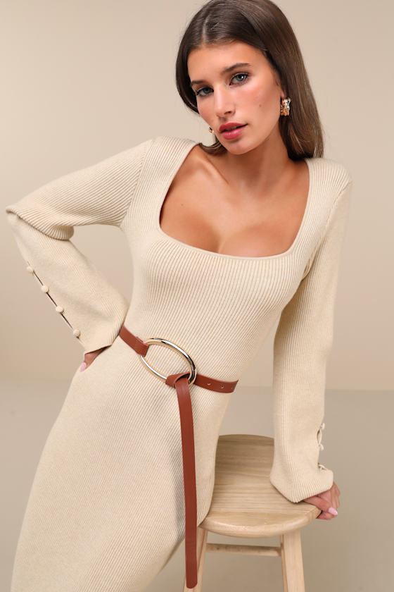 LULUS CONFIDENT ELEMENT BROWN OVERSIZED BUCKLE BELT