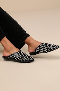 Calley Black Rhinestone Slides 2