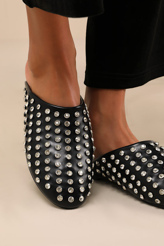 Lulus Calley Black Rhinestone Slides In Black