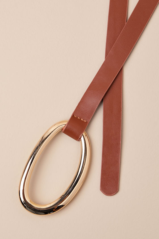 LULUS CONFIDENT ELEMENT BROWN OVERSIZED BUCKLE BELT