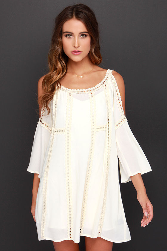 Off Shoulder Cream Dress