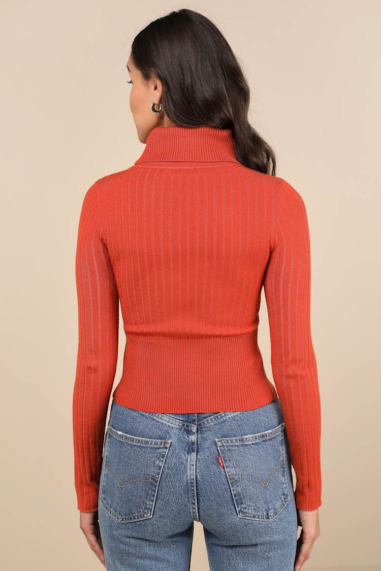 Perfected Comfort Orange Turtleneck Sweater Top