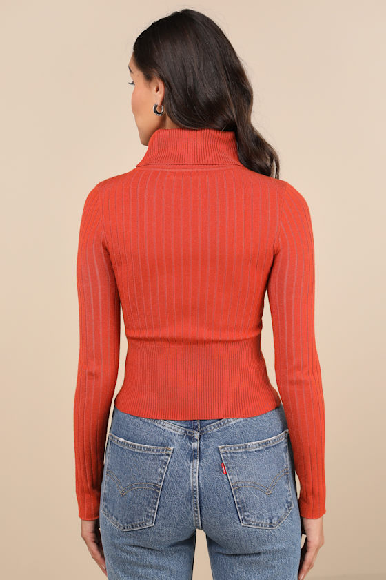Perfected Comfort Orange Turtleneck Sweater Top 3