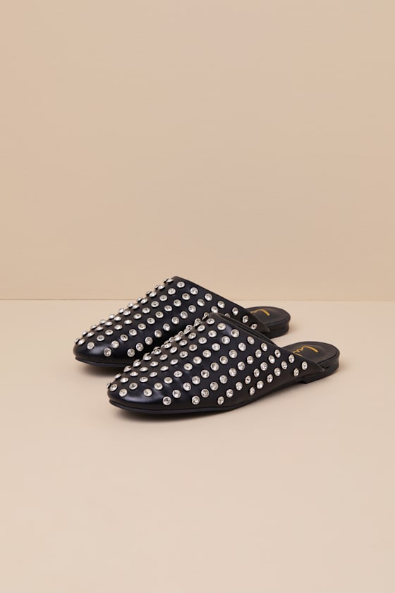 Lulus Calley Black Rhinestone Slides In Black