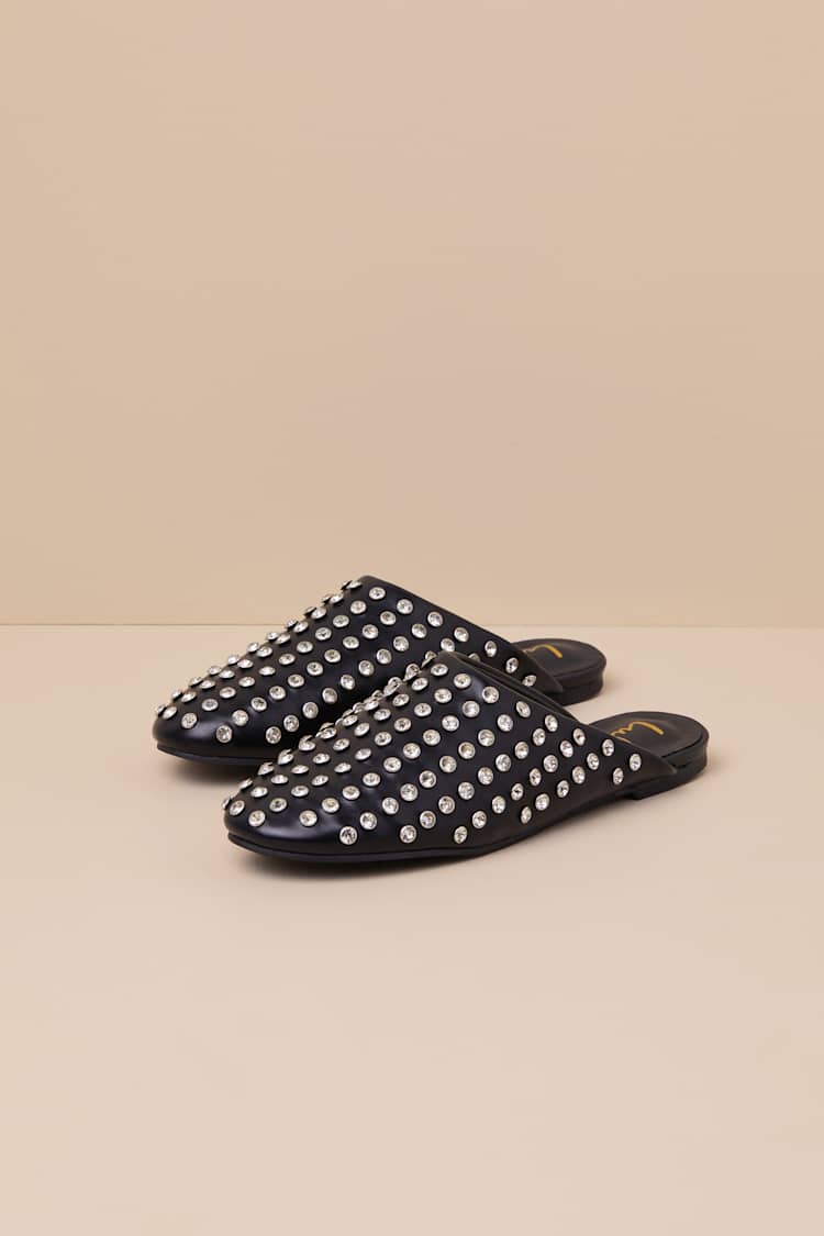 Calley Black Rhinestone Slides