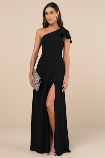 Simply Brilliant Black One-Shoulder Bow Maxi Dress 3