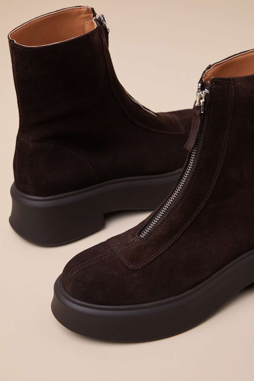 Steve Madden Jones - Brown Suede Boots - Zip-Front Platform  display picture 2