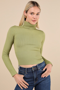 Perfected Comfort Green Turtleneck Sweater Top 1