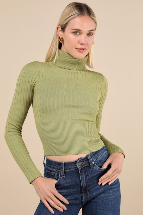 Perfected Comfort Green Turtleneck Sweater Top 1