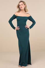 Stunning Excellence Emerald Off-the-Shoulder Maxi Dress 1