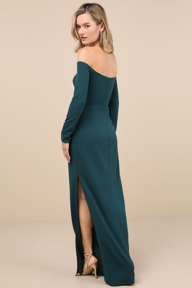 Stunning Excellence Emerald Off-the-Shoulder Maxi Dress
