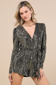 Bettie Gold Metallic Long Sleeve Romper 7