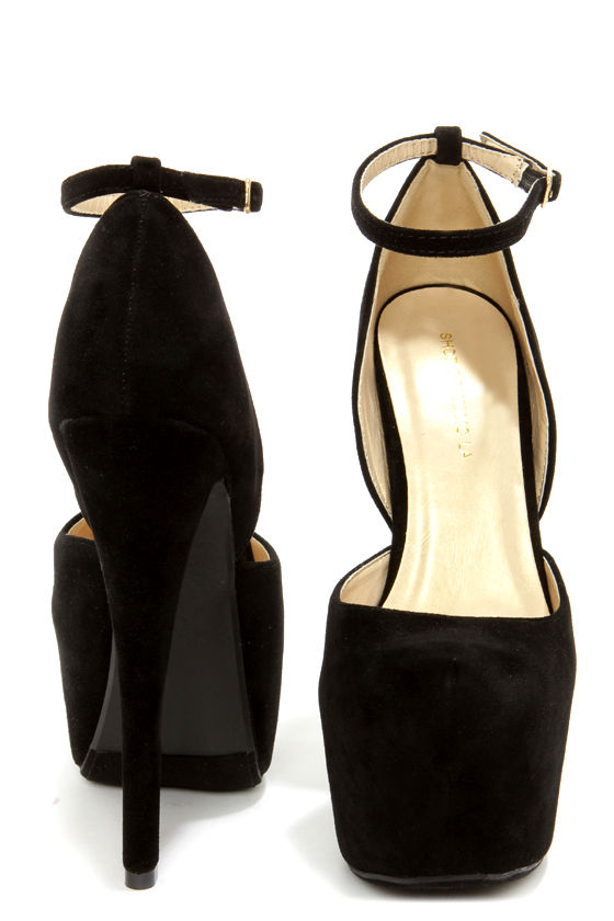 Sexy Black Heels - D'Orsay Heels - Platform Pumps - $47.00