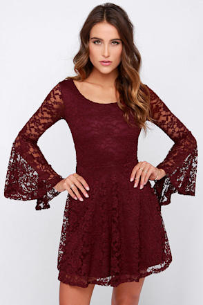 Cute Burgundy Dress - Long Sleeve Dress - Lace Dress - $38.00 - Lulus Cute Burgundy Dress - Long Sleeve Dress - Lace Dress - $38.00 - Lulus