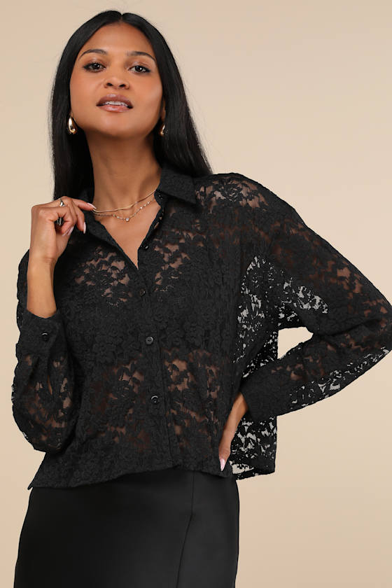 Black Lace Tops for Women - Lulus