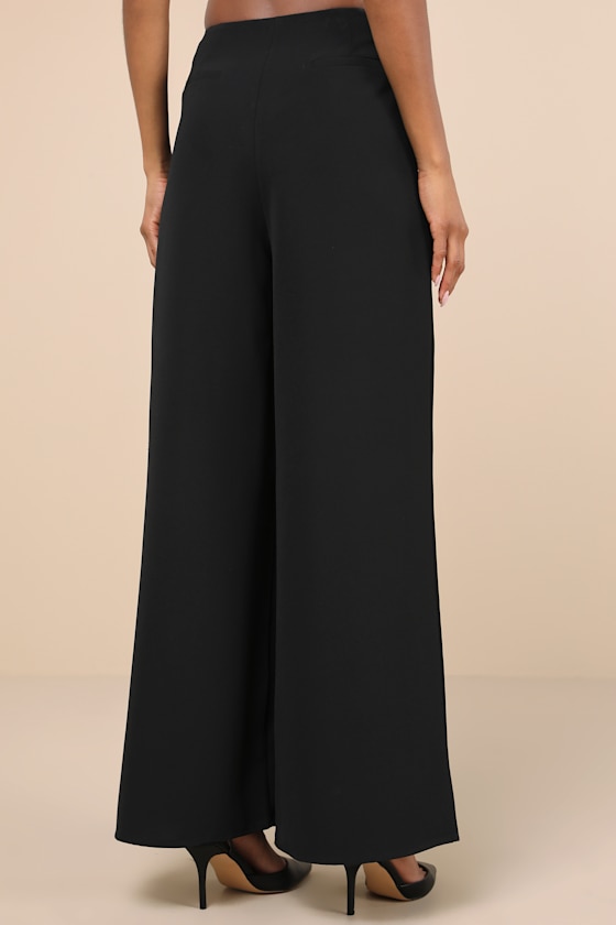 Lulus Memorably Stylish Black Wide-leg Pants In Black